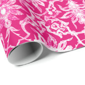 Papier Cadeau Motif de Chinois de Nouveau d'art - rose de (Coin rond)