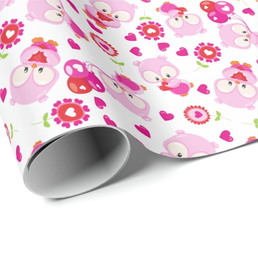Papier Cadeau Motif De Chouettes, Chouettes Mignonnes, Chouettes (Coin rond)