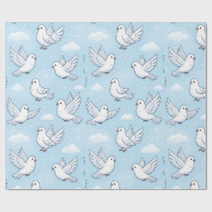 Papier Cadeau Motif de ciel sans couture Colombe Blanche Mignonn