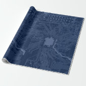 Papier Cadeau Motif de circuit Geek bleu (Déroulé)