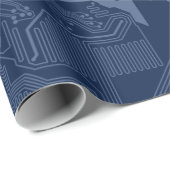 Papier Cadeau Motif de circuit Geek bleu (Coin rond)
