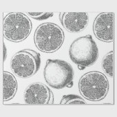 Papier Cadeau Motif de citron à main (Plat)