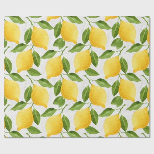 Papier Cadeau Motif de citrons d'aquarelle (Plat)