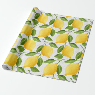 Papier Cadeau Motif de citrons d'aquarelle