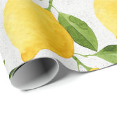 Papier Cadeau Motif de citrons d'aquarelle (Coin rond)