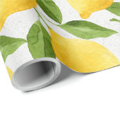 Papier Cadeau Motif de citrons d'aquarelle (Coin rond)