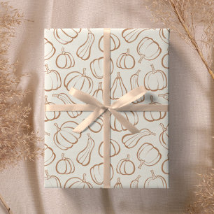 Papier Cadeau Motif de citrouille bohème neutre pour fête d'Hall