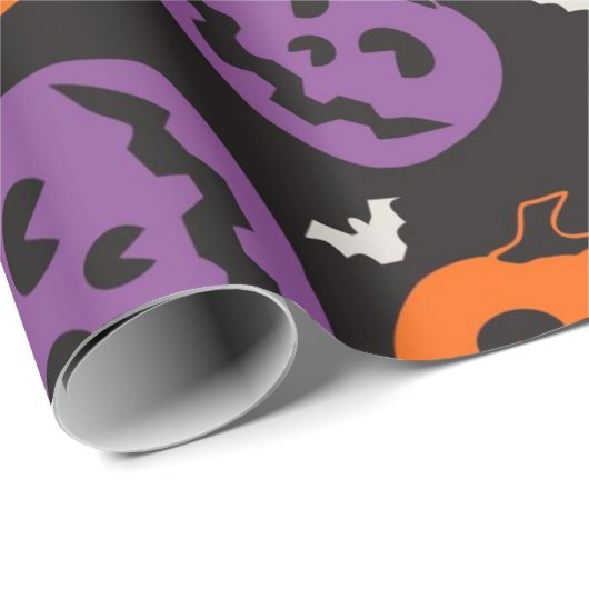 Papier Cadeau Motif de Citrouille multicouleur (Coin rond)