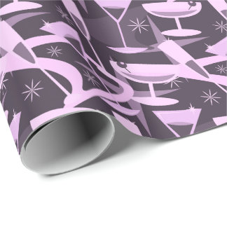 Papier Cadeau Motif de cocktail Martini Rétro des années 50 Atom