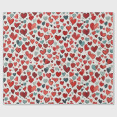 Papier Cadeau Motif de coeur (Plat)
