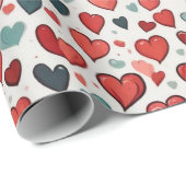 Papier Cadeau Motif de coeur (Coin rond)