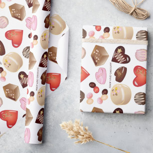 Papier Cadeau Motif de cœur de bonbon au chocolat coloré chic mi