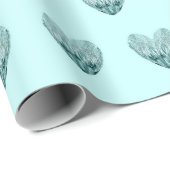 Papier Cadeau Motif de coeur de charme en vert menthe (Coin rond)