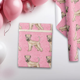 Papier Cadeau Motif de coeur de chien d'amour de chien roux douc