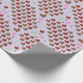 Papier Cadeau Motif de cœur en pixel diagonal