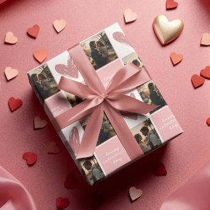 Papier Cadeau Motif de coeur Heureuse Sainte-Valentin photo pers