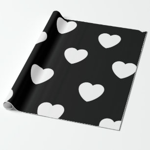 Papier Cadeau Motif de coeur noir et blanc