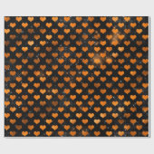 Papier Cadeau Motif de coeur noir et orange (Plat)
