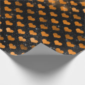 Papier Cadeau Motif de coeur noir et orange (Coin)