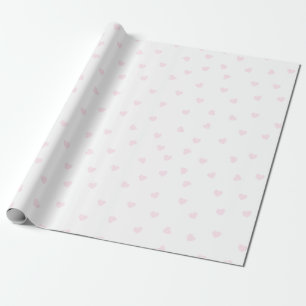 Papier Cadeau Motif de coeur rose clair sur blanc