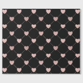 Papier Cadeau Motif de coeur rose et noir (Plat)