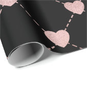 Papier Cadeau Motif de coeur rose et noir (Coin rond)