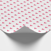 Papier Cadeau Motif de coeur rose moderne sur blanc (Coin)
