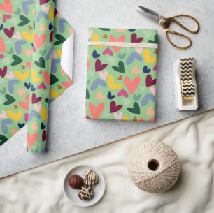 Papier Cadeau Motif de coeur rose rose rouge rose pâle