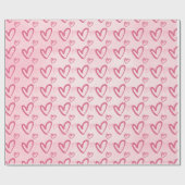 Papier Cadeau Motif de Coeur Rose - Saint Valentin (Plat)