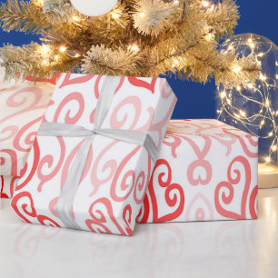 Papier Cadeau Motif de coeur rouge et rose