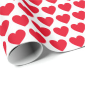 Papier Cadeau Motif de cœur rouge sur fond blanc (Coin rond)