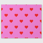 Papier Cadeau Motif de coeur simple violet rouge mou (Plat)