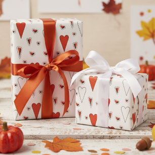 Papier Cadeau Motif de coeur tendance orange et noir
