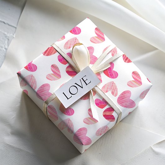 Papier Cadeau Motif de coeur Whimsical rose moderne