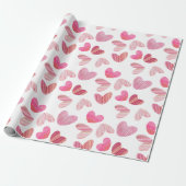 Papier Cadeau Motif de coeur Whimsical rose moderne (Déroulé)