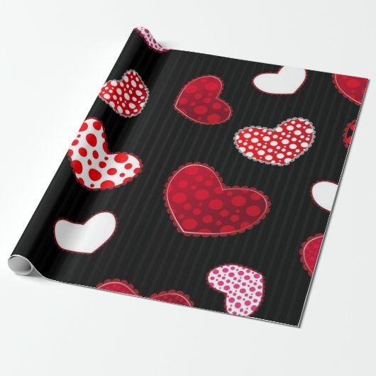 Papier Cadeau Motif de cœurs (Déroulé)