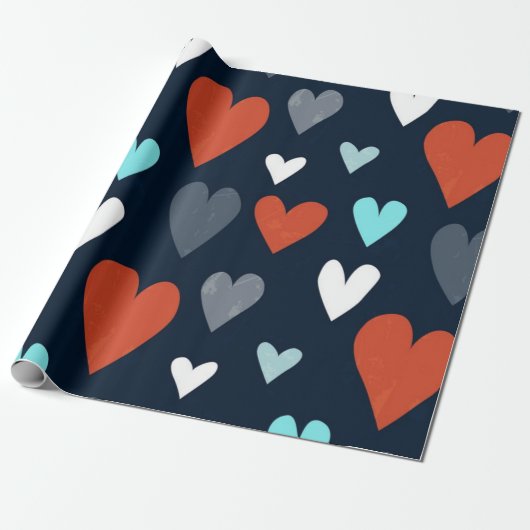Papier Cadeau Motif de cœurs (Déroulé)
