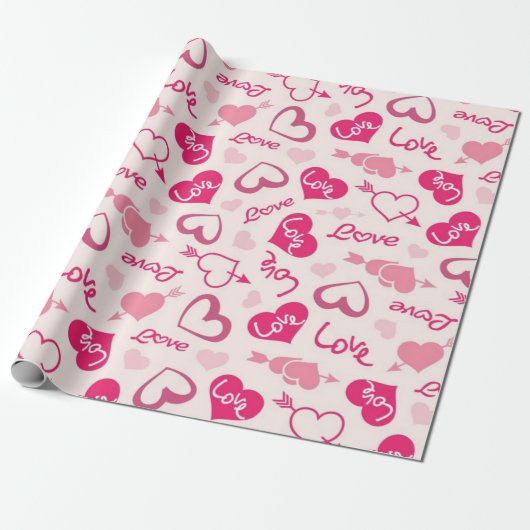 Papier Cadeau Motif de cœurs (Déroulé)