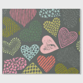 Papier Cadeau Motif de cœurs (Plat)