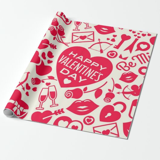 Papier Cadeau Motif de cœurs (Déroulé)