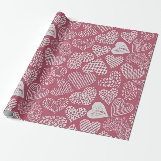 Papier Cadeau Motif de cœurs (Déroulé)