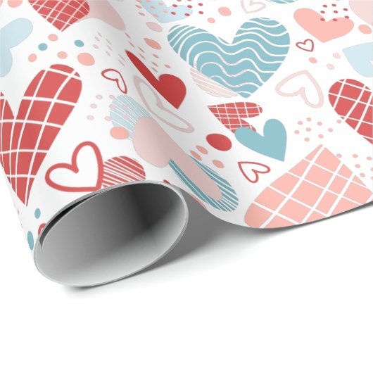Papier Cadeau motif de coeurs Abstraits (Coin rond)