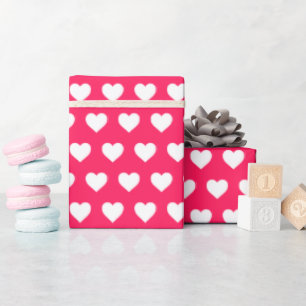 Papier Cadeau Motif de coeurs blancs jolis Diva rose