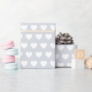 Papier Cadeau Motif de cœurs blancs jolis Pastel Bleu