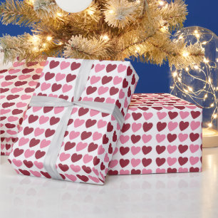 Papier Cadeau Motif de cœurs d'amour rose magenta