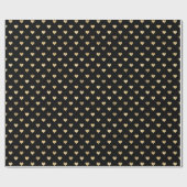 Papier Cadeau Motif de Coeurs d'or Noir mignon (Plat)