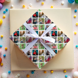 Papier Cadeau Motif de collage de plusieurs photos élégant