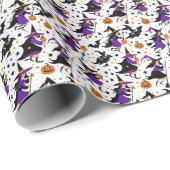 Papier Cadeau Motif de compilation sorcière fou (Coin rond)