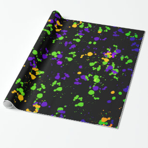 Papier Cadeau Motif de conception de peinture jaune bleu vert