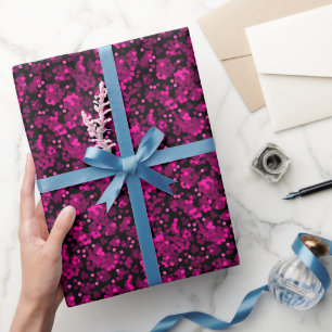 Papier Cadeau Motif de confetti à pois rose et bordeaux